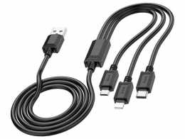 Кабель Micro USB+Lightning+Type-C, Hoco X74, 2.0A 1.0m, чорний