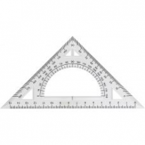 Трикутник пласмасоий з транспортиром 20см.