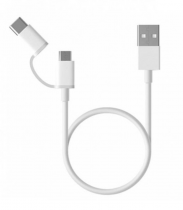 Кабель USB 2в1 (Micro USB+Type-C), Xiaomi Mi, 1м білий, (SJV4082TY)