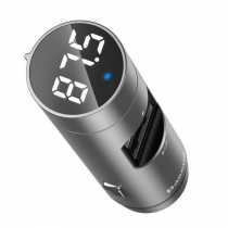 АЗП USB Baseus  Column 3.1A,  FM модулятор, Bluetooth (сірий)