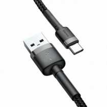 Кабель USB to Type-C Baseus Cafule, 3A, 0.5м  чорно-сірий (CATKLF-AG1)