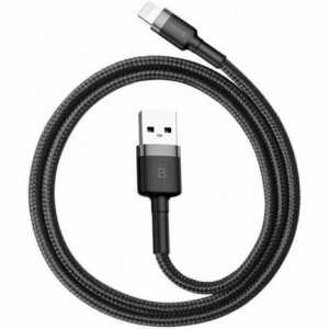 Кабель USB to Lightning Baseus Cafule, 2.4А 0.5м, (чорно-сірий) (CALKLF-AG1)